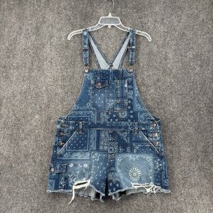 No Boundaries Jean Bandana Shortalls Women’s XXL Country Festival Farmer
